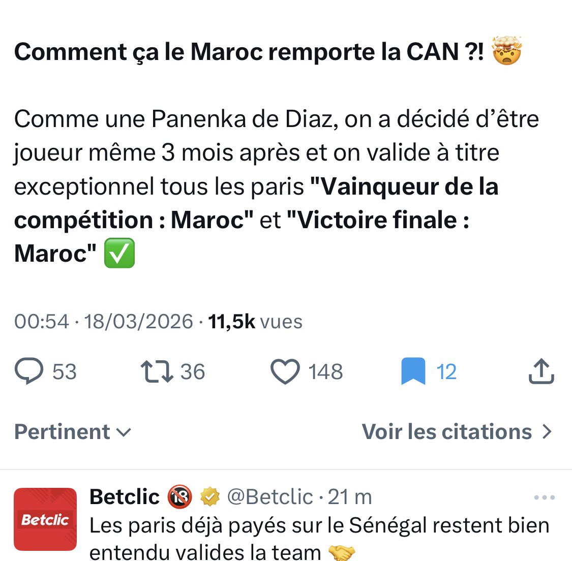 LaSauce_off's tweet photo. Unibet et BETCLIC valide Victoire Maroc mais @WinamaxSport non … c’est quoi ce bordel ?? https://t.co/YtJYtzBnTH