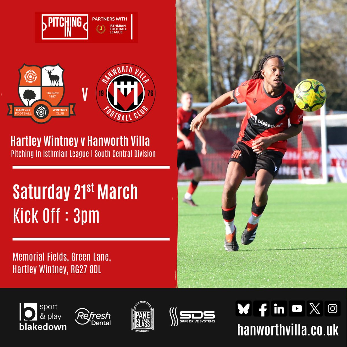 ON THE ROAD THIS WEEKEND!
We travel to <a href="/HartleyFC/">Hartley Wintney FC</a> on Saturday with a 3pm kick off, join us on the road as the season starts to heat up! 

<a href="/IsthmianLeague/">The Pitching In Isthmian League</a> | #comeonvilla