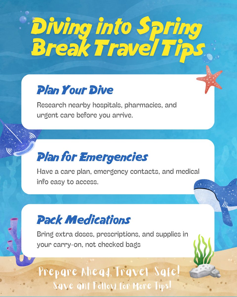 libertana's tweet image. Planning spring break with a child who has medical needs? A little prep goes a long way. From packing meds to knowing care options on the road, safety starts before you leave. Save this and follow for more tips 💙🌴

#SpringBreakSafety #FamilyTravel #CaregiverSupport #Pediatric