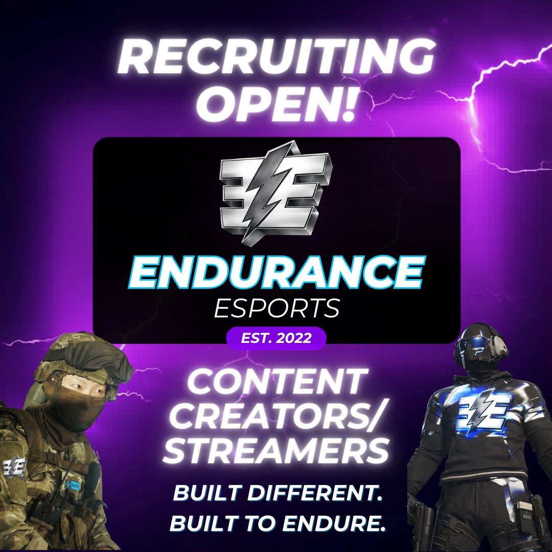 Endurance_es's tweet photo. ⚡ TEAM 𝘌𝘌 IS RECRUITING ⚡

Streamers. Creators. Gamers. 👀

We want creators who are:
✅ Consistent
✅ Hungry
✅ Supportive
✅ Ready to level up

Think you’ve got it? 👀

DM us if you’re interested. 📩
Let’s see who’s serious.
#EEonTop #ContentCreators https://t.co/mdx9DTJAYe