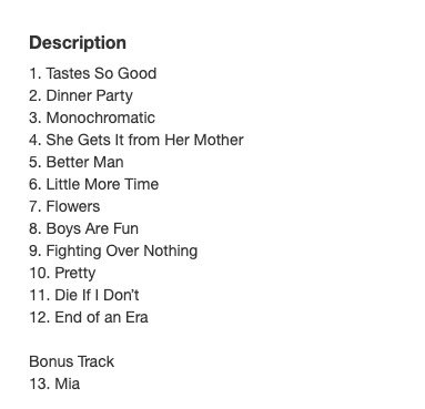 NiallHDailyNews's tweet photo. ‘Dinner Party’ Target Exclusive will include the bonus track ‘Mia’. https://t.co/Z9KFeQ0D6h