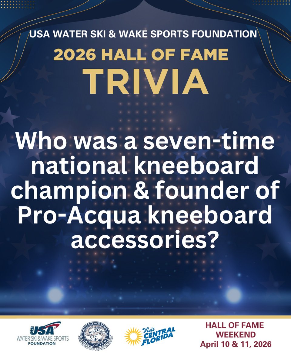 Trivia Time! ❓Who was a seven-time national kneeboard champion founder of Pro-Acqua kneeboard accessories? 🌟