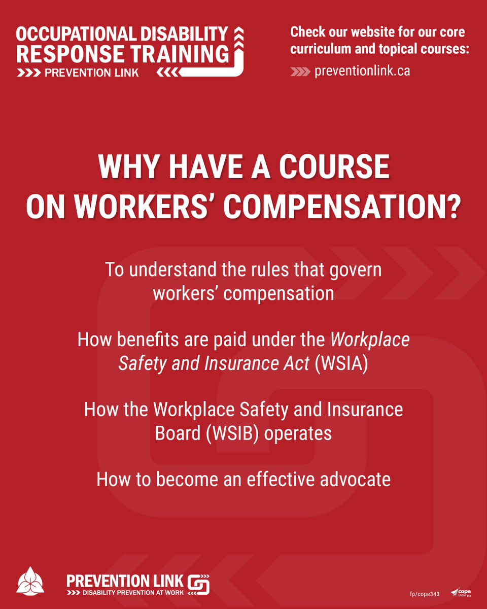 Prevention Link’s expert-led courses empower workers, unions, and employers with essential skills in #WorkersCompensation, disability accommodation, #ReturnToWork, and mental health at work.
✨preventionlink.ca

#WorkersComp #wsib  #onlab #WorkplaceSafety #SafeWorkplace