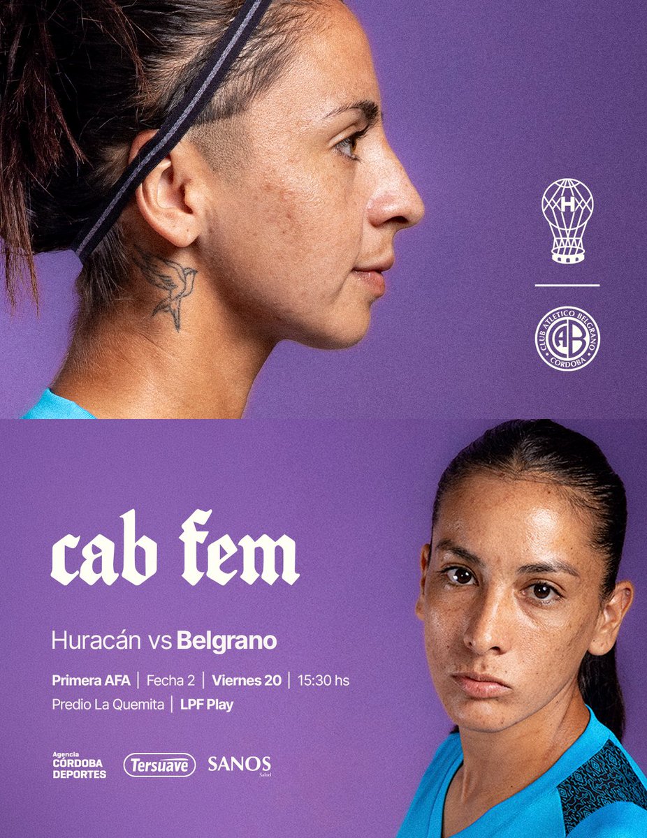 BelgranoFem's tweet photo. ¡El viernes juegan Las Piratas! 💜🏴‍☠️

🔜⚽ Fecha 2️⃣

Huracán 🆚 #Belgrano 

🗓 Viernes 20/3
🕒 15:30 hs
🏟 Predio La Quemita
📺 LPF Play

#VamosLasPiratas https://t.co/VcIq0DOm3V
