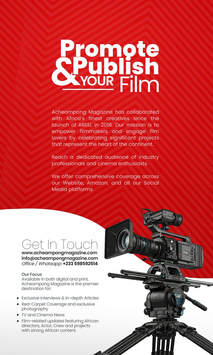 acheampongmag's tweet photo. Get featured with @acheampongmag! 🎬 We provide comprehensive coverage across our #website, #Amazon, and all social media platforms. Connect your project with a dedicated audience of industry professionals and cinema enthusiasts worldwide. https://t.co/8aVGcfEZc8