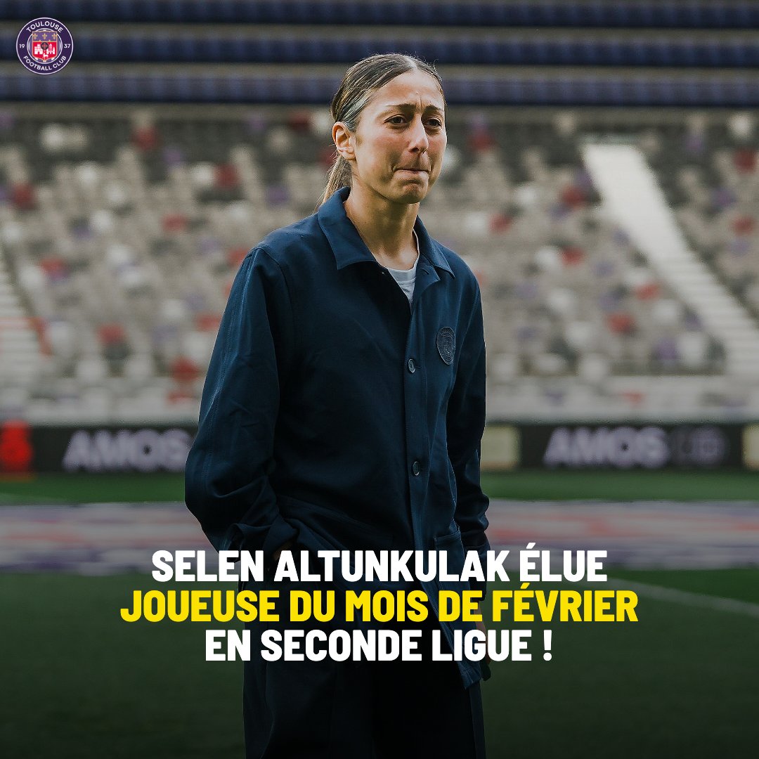 ToulouseFC's tweet photo. Notre attaquante @SelenAltunkulak est élue pour la deuxième fois de la saison joueuse du mois en #SecondeLigue !

Auteure de 15 buts en 14 matchs, on compte sur elle pour continuer d'affoler les compteurs jusqu'à la fin de saison 💪💜