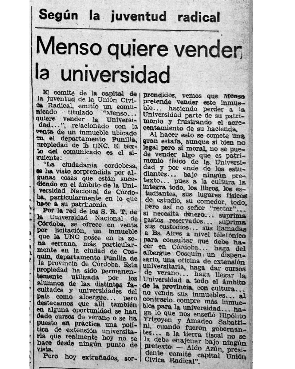 soy_el_76's tweet photo. 📰 Los Principios
📍 Domingo 14 de marzo de 1976

💬 "Según la juventud radical: Menso quiere vender la universidad"

#argentina #losprincipios #unc #rector #ucr https://t.co/Of4BPb8SjZ
