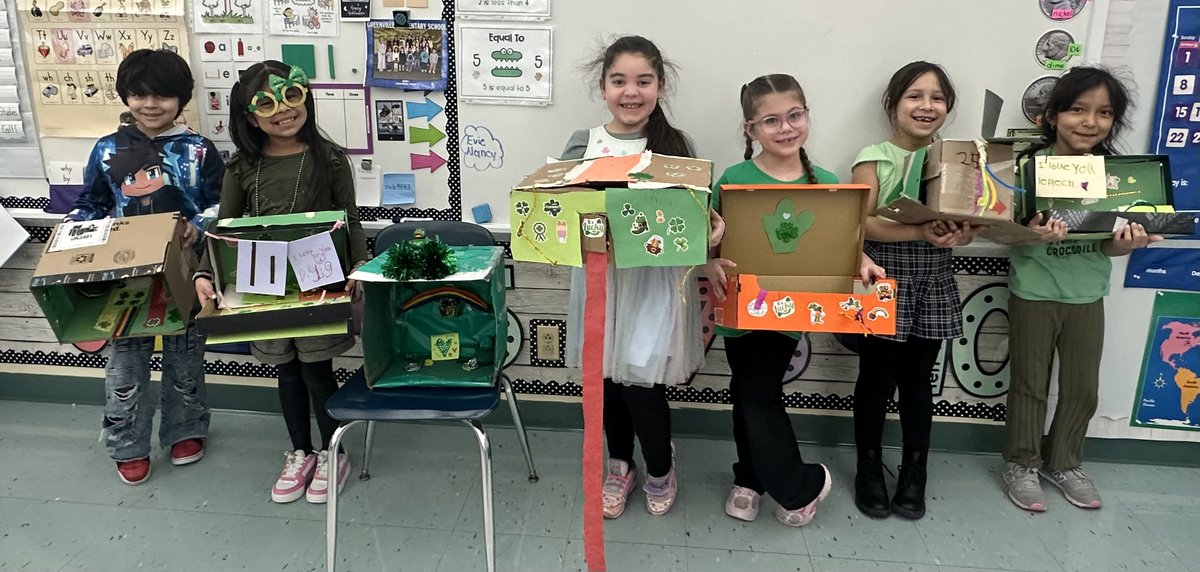 HowellTwpGrnvl's tweet photo. First graders in Mrs. Monaco's class had fun creating Leprechaun Houses using a STEAM approach to learning! #HTPSLearnerSuccess #HTPSWellness https://t.co/oYlWnBVUyO