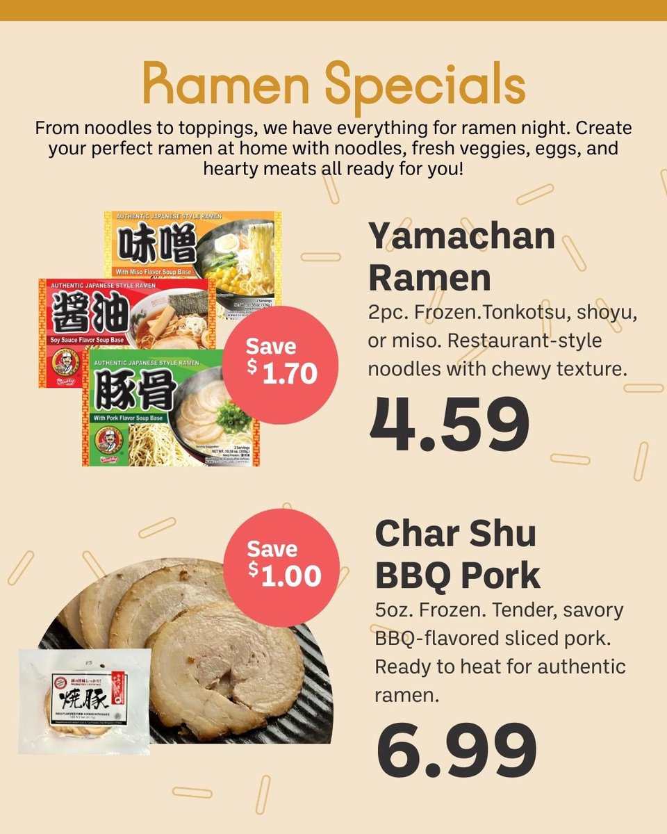 Uwajimaya's tweet photo. It's Ramen Week!

Score great deals on all your favorite ramen essentials— broths, noodles, toppings, and more-available in-store now!

https://t.co/UrQiVz8GWB

#RamenLovers #HomemadeRamen #GroceryFinds #EasyMeals #WeeklyDeals https://t.co/sJjVHi6ruL