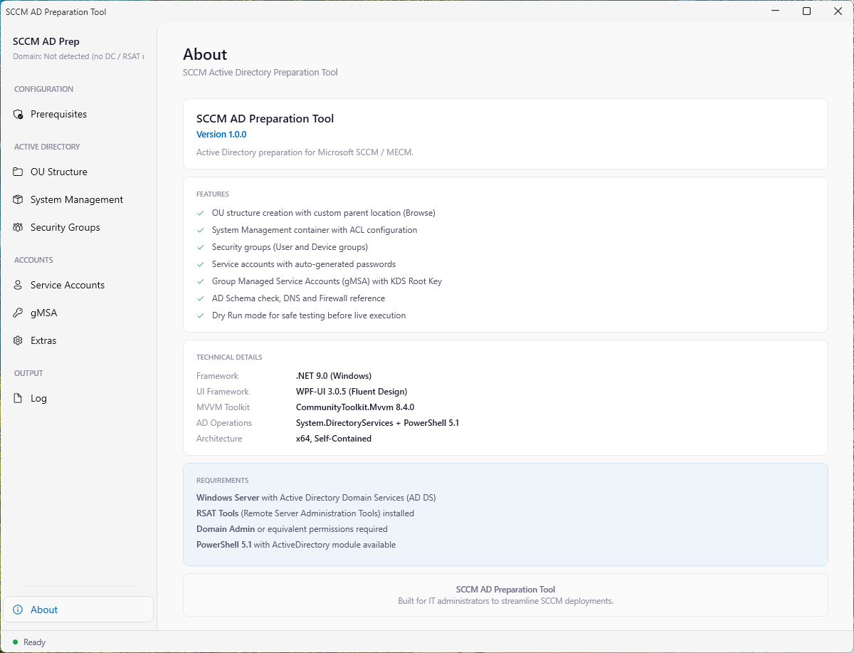 OClient's tweet photo. A WPF application to automate Active Directory preparation for #SCCM/#MECM deployments. #ConfigMgr https://t.co/vTLBRl1jRi https://t.co/MQeLdPV2u6