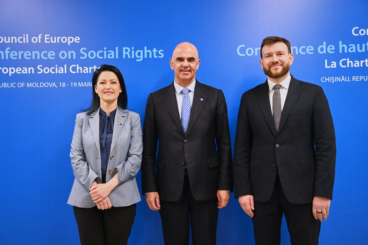 alain_berset's tweet photo. Important discussion in Chișinău @CoESocialRights side-event on social inclusion and support for people in Moldova and Ukraine.
Thank you Ministers Uliutin, @nataplugaru, and everyone else who participated. 
Inclusive social systems are essential to resilience, trust and democratic stability.