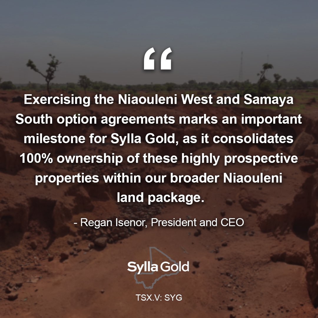 SyllaGold's tweet photo. With the recently announced option exercise, Sylla has strengthened the strategic footprint of our Niaouleni project and now positioned to systematically unlock the potential of the Niaouleni gold system. $SYG #Gold #PreciousMetals #Mining https://t.co/Xf3lQ23GvB