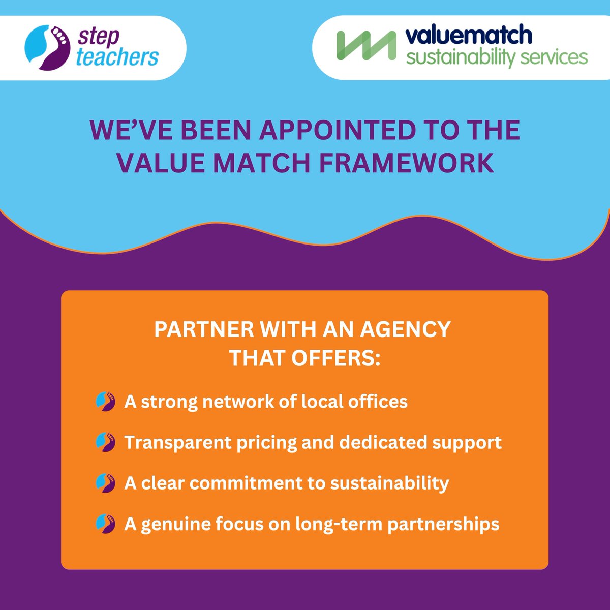 Step_Teachers's tweet image. We’re pleased to share that #StepTeachers has joined the #ValueMatch framework.

Schools, MATs and public sector organisations can access compliant, transparent staffing support with confidence.

Local teams, clear pricing, dedicated support. Get in touch to learn more.