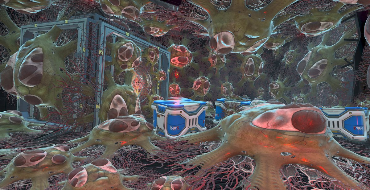 InfestationNMS's tweet photo. An Infested Freighter has crash landed on the planet Uthmi Beta.

By the time the various races had discovered the Infestation on board their freighters, it was already too late. 

Derelict freighters became a hive for the Infestation. The Infestation's growth continued as the freighter drifted through the silence of space.

Doomed freighters that came crashing down onto planets brought the Infestation with them. The Infestation was now free to spread across the entire planet, it's bodies of water and infest the flora and fauna.

Aeons later, these planets would be completely transformed and become an infested paradise or a toxic horror.