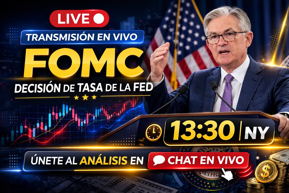 🚀 Atención traders: el mercado se prepara para la decisión del FOMC a las 13:30 NY.

Únete al FOMC EN VIVO en nuestro canal de YouTube junto a nuestros analistas a partir de las 13:30 NY.💥

 ¡Partimos en minutos! Aquí 👉 youtube.com/live/IXHN3z1vH…

#FOMC #WallStreet
