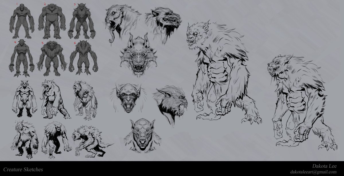 tat2kid714's tweet image. FERAL LYCAN
This guy was fun to design. I wanted a bigger gorilla like werewolf. I looked at growth hormones in bodybuilders as well as hairless chimps and hyena's for how bloody their heads get eating their prey. I love horror and creature design so I hope all enjoy too!