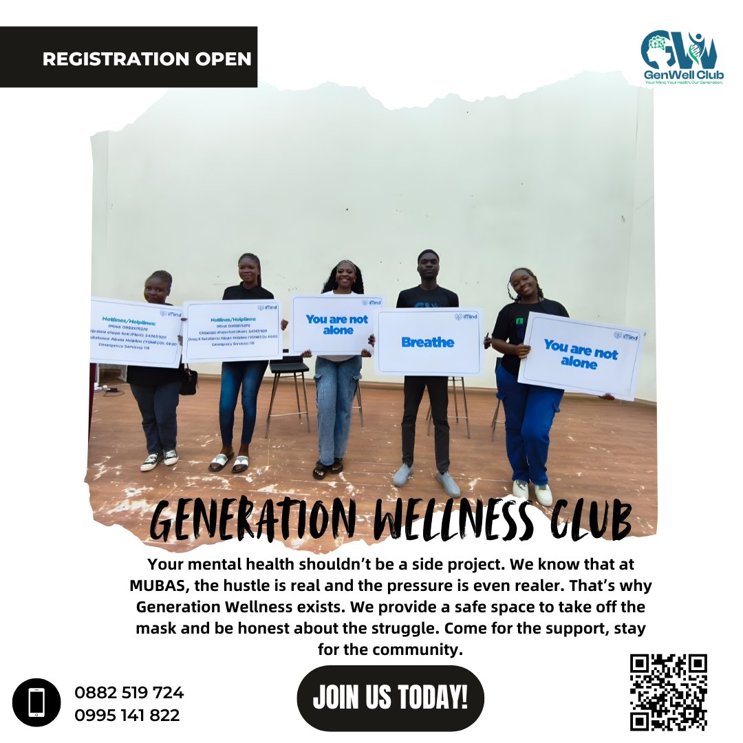 imind_malawi's tweet image. Calling all #MUBAS students! 📢

Want to promote mental health and wellbeing on campus? Join Generation Wellness Club and be the change. 🇲🇼💪

Register now: forms.gle/kcU9jAS8VJGqNB…

#MentalHealthMatters
#Students