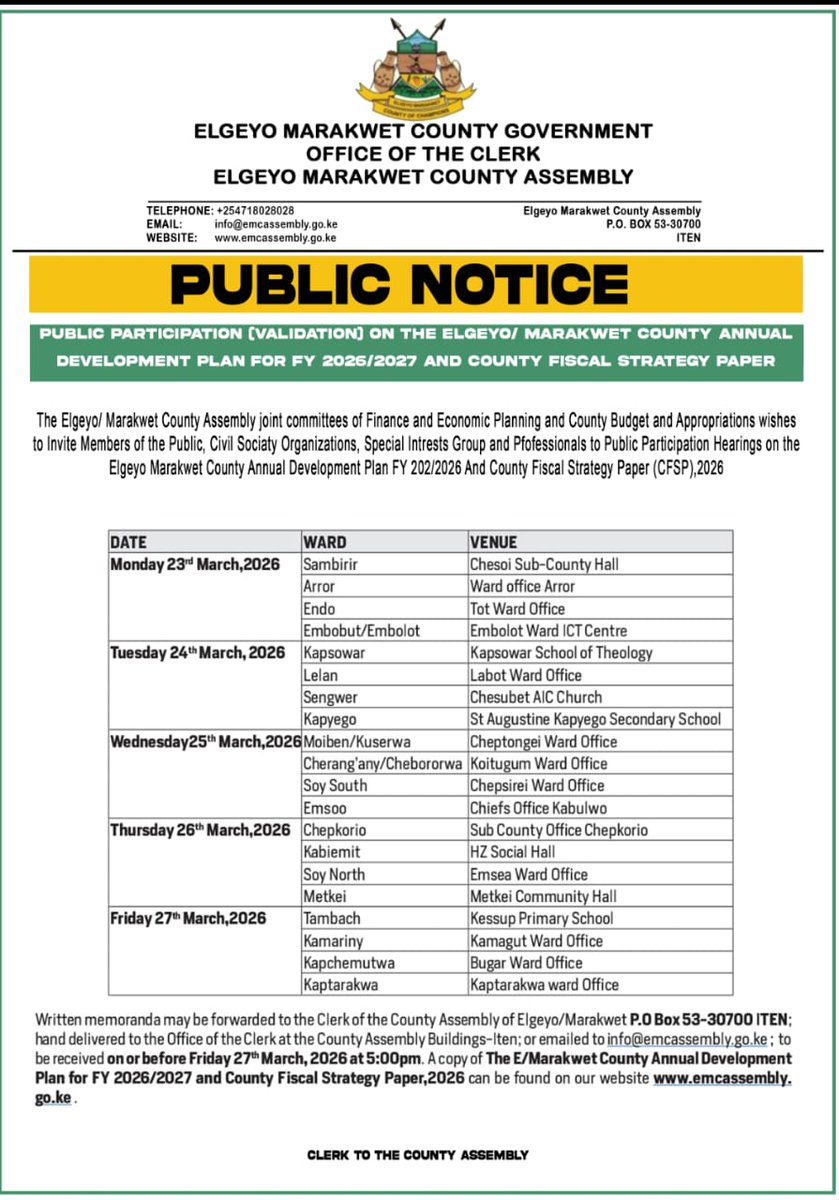 Elgeyo/Marakwet County Assembly tweet media