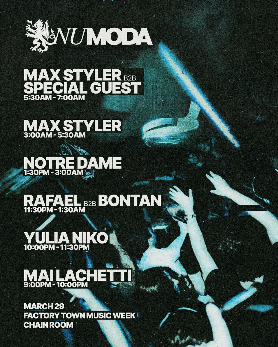 NU MODA CHAIN ROOM SET TIMES ⏱️