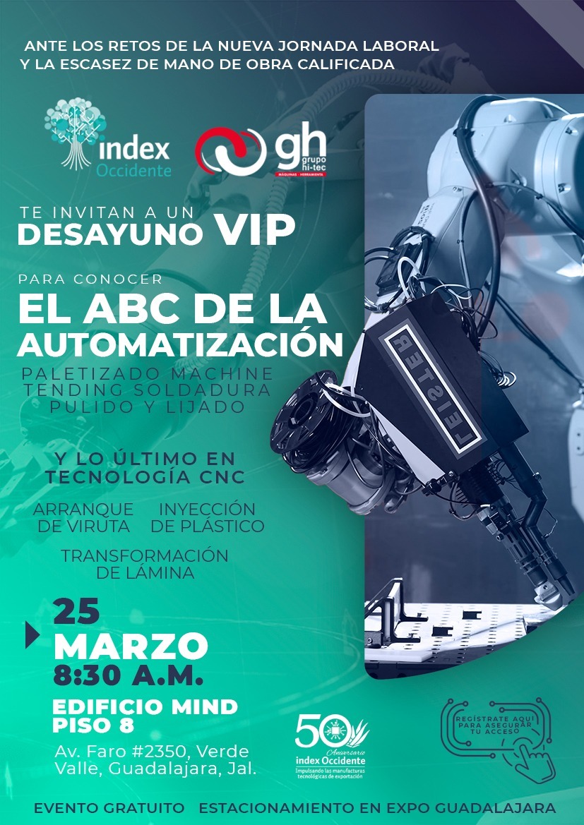 CADELECmx's tweet photo. Ante los retos de la nueva jornada laboral, la escasez de mano de obra calificada, @indexOccidente  y Grupo Hi-Tec te invitan a este espacio para conocer soluciones tecnológicas que están transformando la industria.
Registro:
https://t.co/LQk0nZJCYf
Evento Gratuito   (33)31219993 https://t.co/KgpHsVZYGW