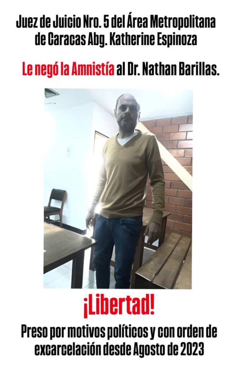¿Amnistía?

El preso político Nathan Barillas, abogado de profesión, tiene boleta de excarcelación desde agosto de 2023, y aun así se le ha negado la libertad.

A pesar de esto, se solicita al tribunal que, mediante la ley de “amnistía”, sea puesto en libertad, ya que bajo las