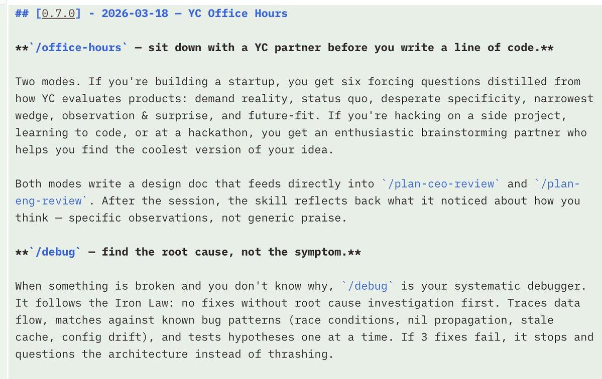 Shanmukcr7's tweet image. "Supercharge your startup idea with GStack's new /office-hours skill! Get a taste of YC's expert guidance, distilled into a powerful tool. Refine your thinking and take your idea to the next level! credits to @garr...

#YCOfficeHours #StartupSuccess #GStack #EntrepreneurshipTools