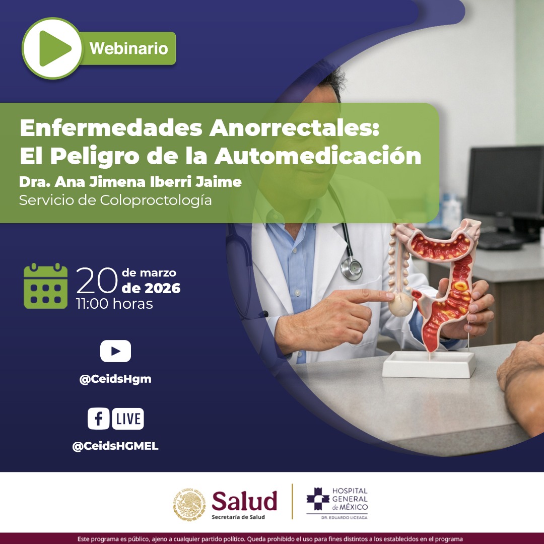¡No te automediques! 

El uso indiscriminado de medicamentos puede ocultar síntomas graves o empeorar padecimientos existentes. 

📺 YouTube Live: youtube.com/live/YW8oy34Jh… 🔵 Facebook Live:facebook.com/share/17uy4oPm…

#EducaciónMédica #WebinarEnVivo #CuidadoDeLaSalud #Coloproctología