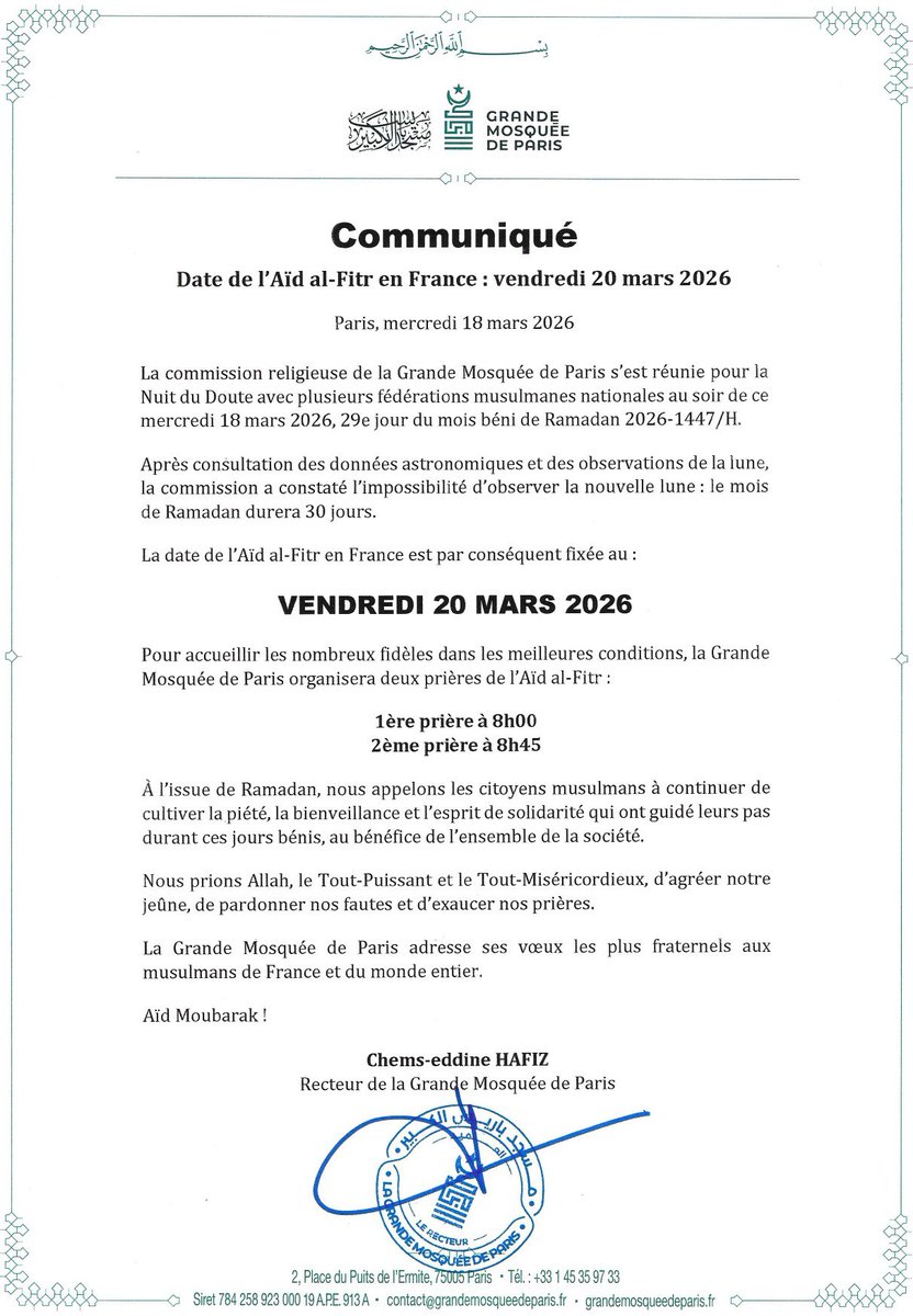 Grande Mosquée de Paris tweet media