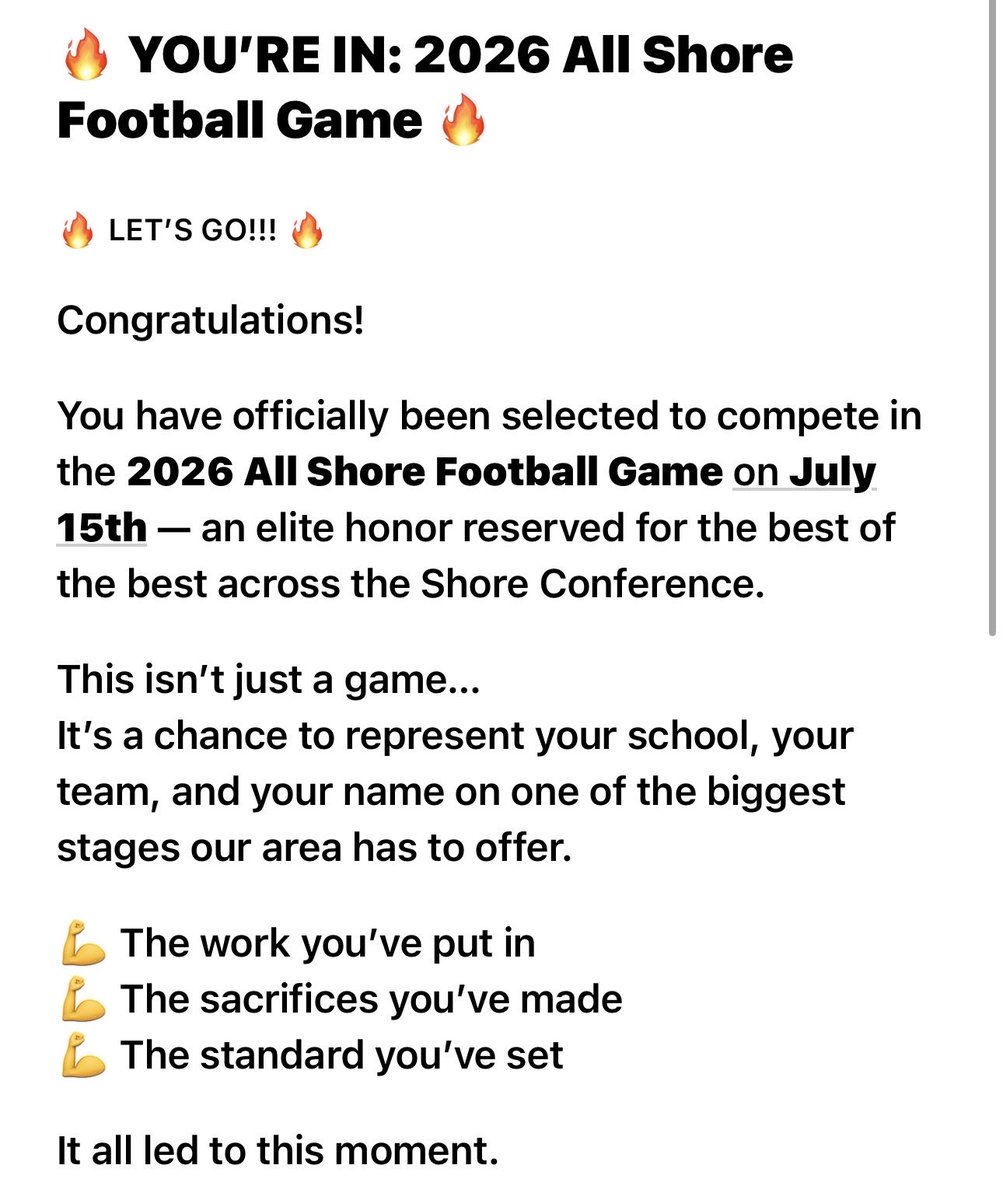 aidanpcovell1's tweet photo. Iโm extremely grateful to be selected into the All Shore Football Game this Summer. #onelastrun @DonohueJr @JSSInsider https://t.co/0WdieAc9jo