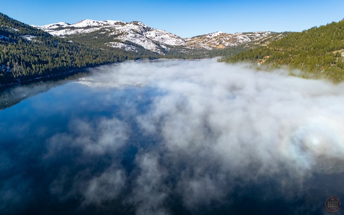 ScottShot's tweet photo. Good morning from Donner Lake in Truckee, California. Shot this morning as the low fog was burning off. A cool faint little fogbow can be seen on the right. Have a beautiful day! https://t.co/Fwvbq6Bc1J
