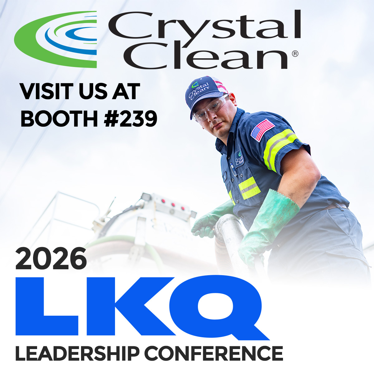 H_CrystalClean's tweet photo. For those attending the 2026 LKQ Leadership Conference in Denver, Colorado, be sure to stop by and connect with the Crystal Clean team.  We will be at Booth #239 and look forward to talking about how Crystal Clean can support your operation. https://t.co/puWcKfy0gx