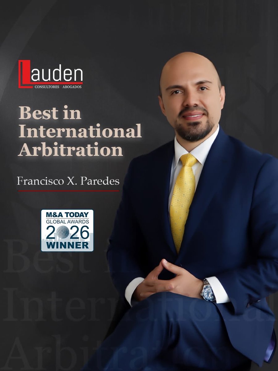 Laudenlaw's tweet photo. Reconocimiento internacional

Hemos sido distinguidos en los M&amp;A Today – Global Awards 2026 como Mejor en Arbitraje Internacional, destacando la trayectoria de Francisco Paredes
Este reconocimiento refuerza nuestra credibilidad y la confianza de nuestros clientes.

#teleamazonas https://t.co/i7uw6GiFiY