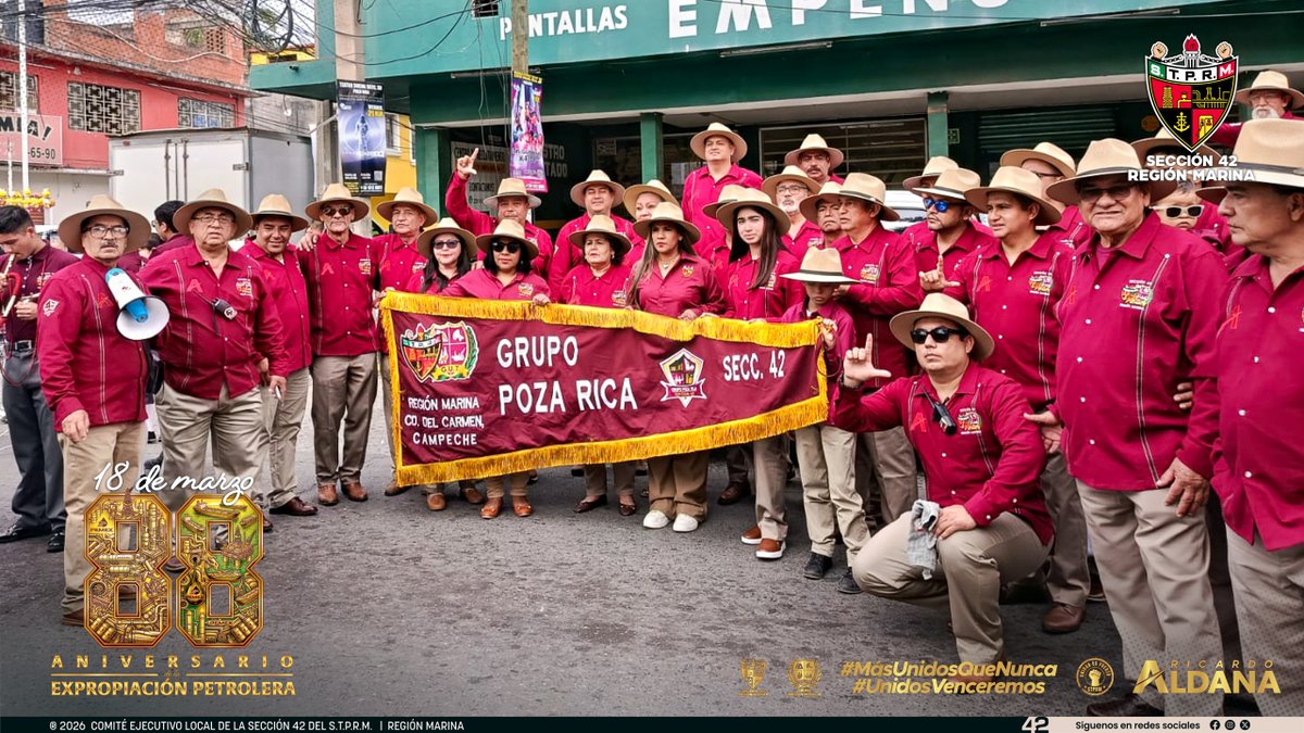 Testimonio de nuestra participación en la conmemoración de la Expropiación Petrolera

La Sección 42 sigue presente, trabajando con dignidad, unidad, historia y orgullo petrolero.

#SomosSTPRM
#MásUnidosQueNunca
#UnidosVenceremos
<a href="/lgps03101/">@lgps0310</a>
<a href="/MarcoAzuara1/">Marco Azuara</a>