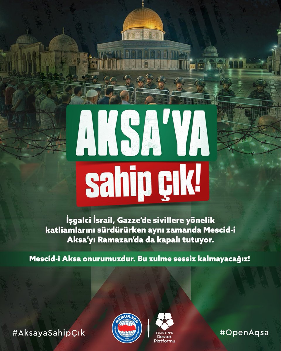 Azgınlıkta sınır tanımayan İsrail, yalnızca bir coğrafyayı değil; inancı, vicdanı ve insanlığın ortak değerlerini hedef almaya devam ediyor.

Mescid-i Aksa’ya vurulan her kilit, ümmetin kalbine vurulmuş bir prangadır. İbadeti engelleyen bu zorbalık; hukuksuzluğun ve pervasızlığın