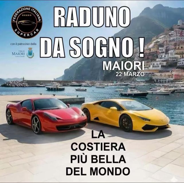 caprieventnews's tweet photo. Super, Raduno a Maiori Domenica 22 Marzo “Tutte le date dei prossimi Raduni “
Evento promosso dalla Federazione italiana Supercar: in Costiera amalfitana le auto di lusso più belle Prossimi raduni il 12 aprile a Pompei, il 10 maggio a Caserta e il 20 settembre a Sorrento https://t.co/LwkEg5yiFP