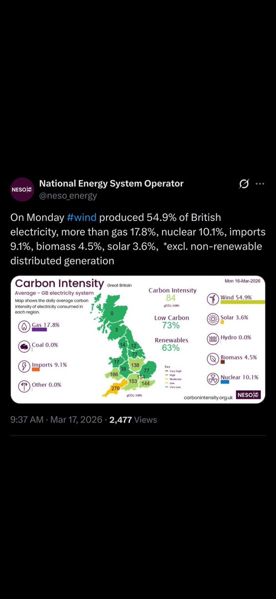 JanetsEscapades's tweet image. Well that #Conservative broadcast was atrocious. Complete lies being told to a lady who was concerned about her heating bills. Truly shocking. I attach a visual showing wind produced energy production on Monday this week!