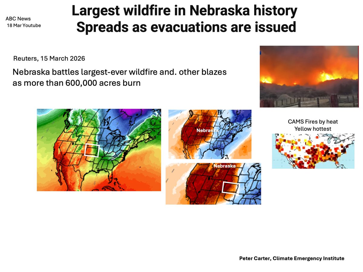 PCarterClimate's tweet image. NEBRASKA FIRE IS LARGEST IN THE STATE'S HISTORY
Nebraska is within the heat zone (Climate Reanalyzer
#Nebraska #climatechange #wildfire #globalwarming
