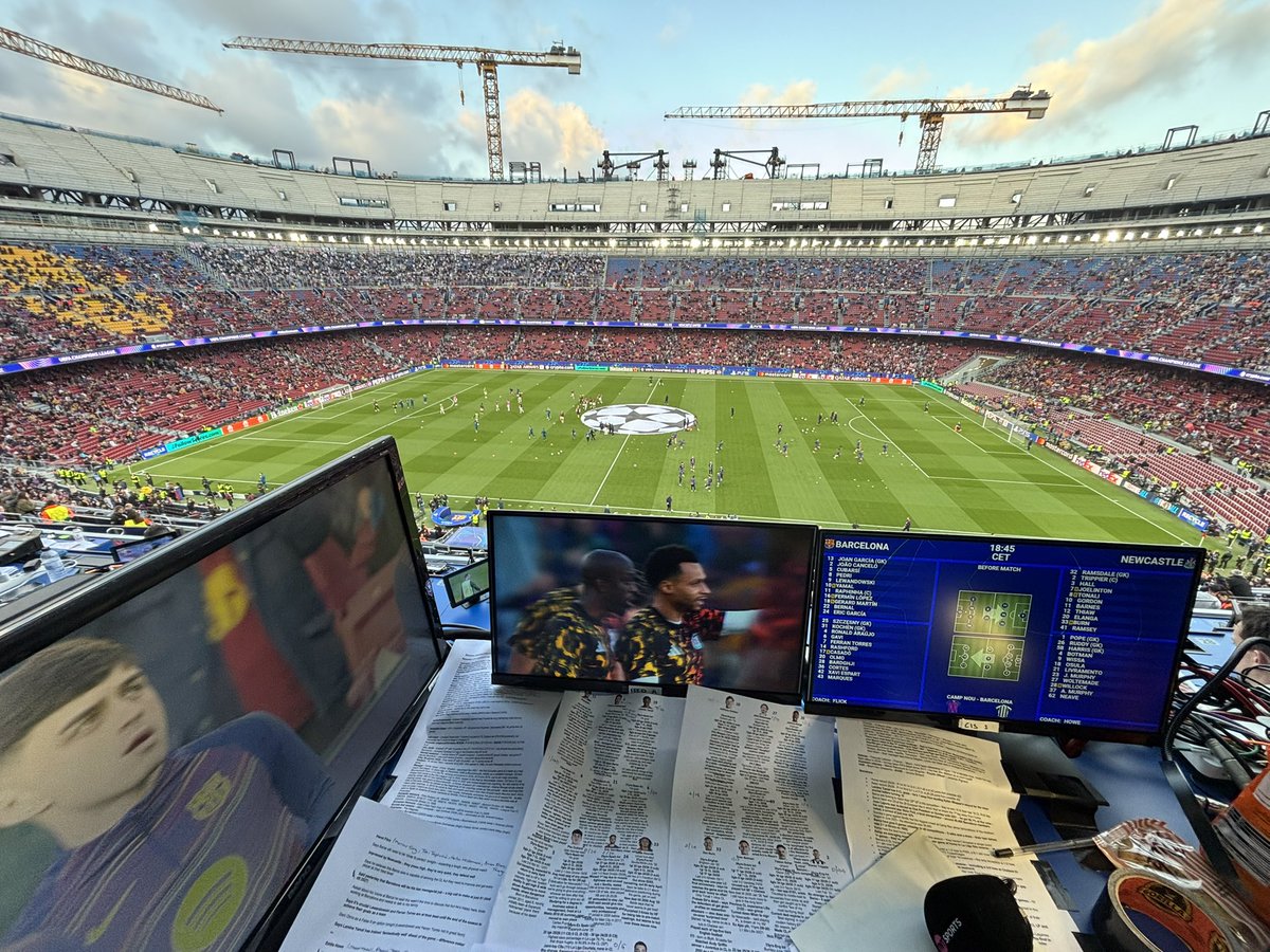 adamsummerton's tweet image. The commentator’s view at Camp Nou. 

Barca v Newcastle live on @tntsports - enjoy the game #BARNEW #UCL