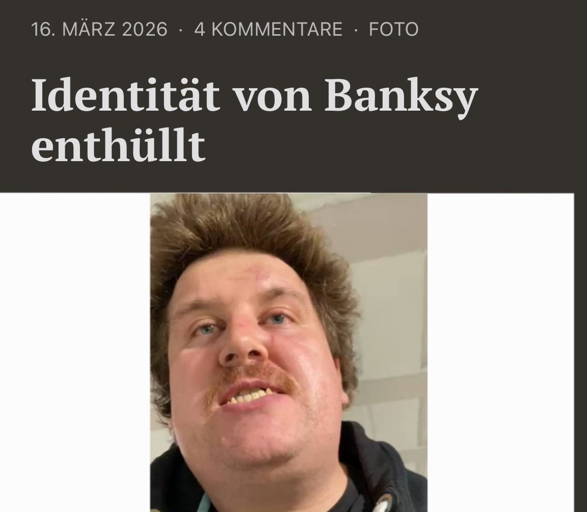 17er_Langnuss's tweet image. Identität von Banksy enthüllt!

#Banksy 
#Kunst
#Drachenlord