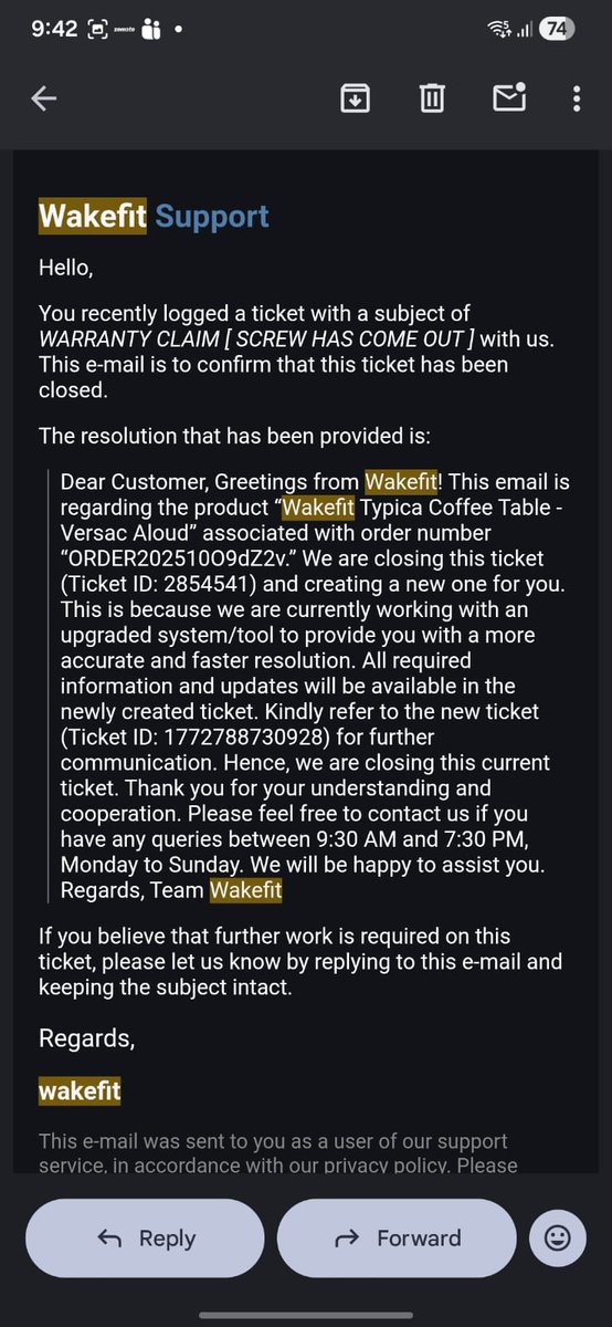 VijaySHD's tweet photo. 🧵 A story about how i became a Content Creator.  

I bought @WakefitCo  coffee table. It broke. I raised a complaint. Simple story so far, wait👇

Their response? Not a repair. Just: "Could you send us a photo?"

Sure. Sent it.

3/ Next call: "Could you send us a video?"

Okay. https://t.co/VxfDWcgIIz