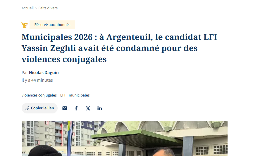 FredericLefevre's tweet photo. Curieux de voir si BFM, France-Info, etc vont être aussi réactifs avec ce candidat LFI Yassin Zeghli, et même EELV-PS-PCF au 2nd tour, investi bien que condamné pour violences conjugales, qu'avec le type d'Arcachon. 

Wait and see. 

https://t.co/OnfwNdxIQL https://t.co/caihWJp6zb