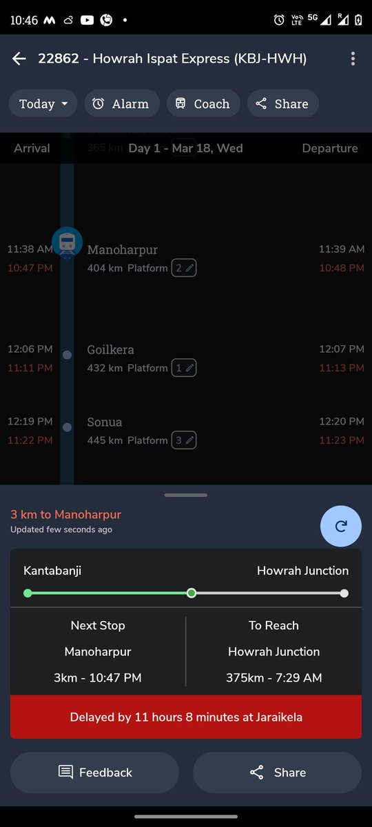 kabirkumar250's tweet photo. @AshwiniVaishnaw What the hell is going on 11 hr late @CKP_Division @RailMinIndia @RailwaySeva @narendramodi @AmitShahOffice @AshwiniVaishnaw https://t.co/tXM3o2VFa0