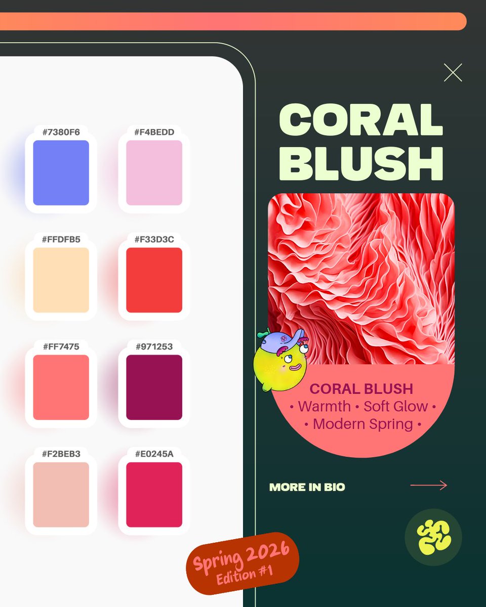 limonartestudio's tweet image. Best Spring Week = Best Color Energy!   Here’s your spring palette for a brand refresh:   🍋 clarity   🌸 warmth   🌿 balance   🏖️ grounding   Feel the sunlight, fresh air, and creative reset. Save this palette! #SpringPalette #ColorEnergy #BrandRefresh #colorpalette #coloring