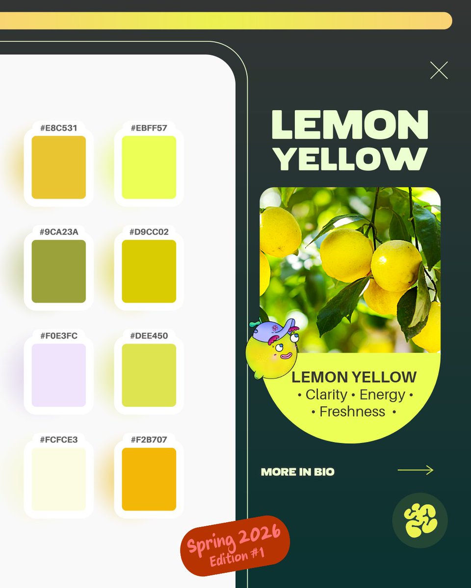 limonartestudio's tweet image. Best Spring Week = Best Color Energy!   Here’s your spring palette for a brand refresh:   🍋 clarity   🌸 warmth   🌿 balance   🏖️ grounding   Feel the sunlight, fresh air, and creative reset. Save this palette! #SpringPalette #ColorEnergy #BrandRefresh #colorpalette #coloring
