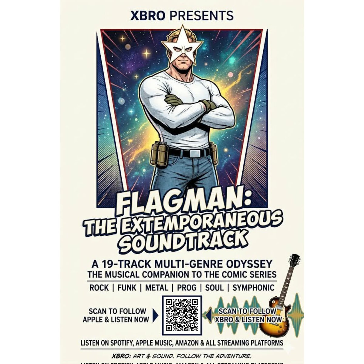 onepainter's tweet photo. The Flagman Universe is getting a voice. 🎙️⚡️
​"FLAGMAN: THE EXTEMPORANEOUS SOUNDTRACK" is a 19-track journey through Rock, Metal, Soul, and beyond.
​Coming soon to all platforms. Scan the code to follow the adventure!
​#Xbro  #IndieMusic #ComicArt https://t.co/47jPAv5x0x