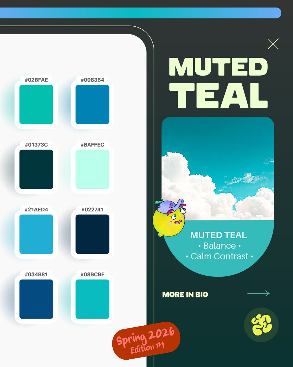 limonartestudio's tweet image. Best Spring Week = Best Color Energy!   Here’s your spring palette for a brand refresh:   🍋 clarity   🌸 warmth   🌿 balance   🏖️ grounding   Feel the sunlight, fresh air, and creative reset. Save this palette! #SpringPalette #ColorEnergy #BrandRefresh #colorpalette #coloring