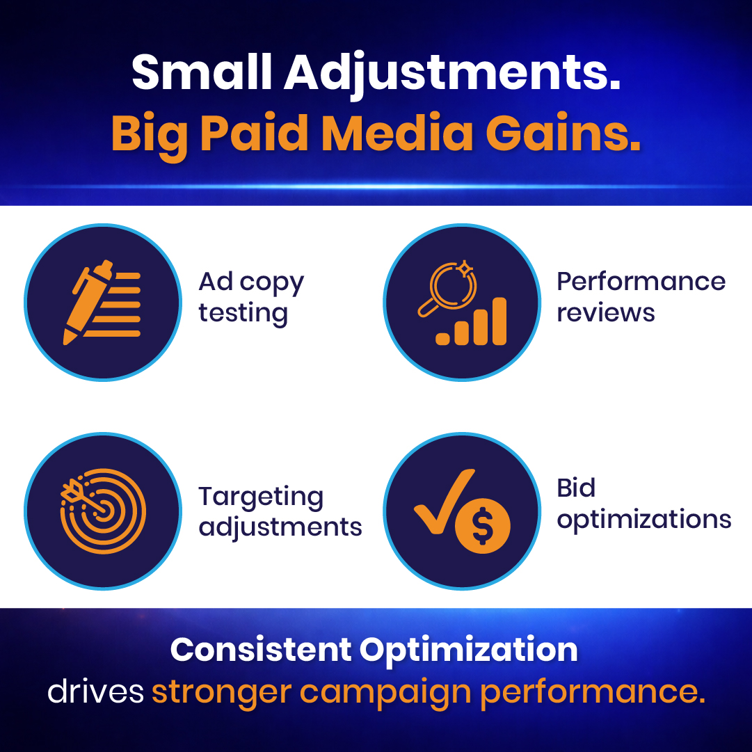 CPipeline's tweet photo. Small optimizations compound into big results.

Refine targeting. Test copy. Adjust bids. Cut what's not working.

Regular paid media reviews turn a static campaign into a growth engine.

#PaidMedia #PerformanceMarketing #PPCMarketing https://t.co/RBzdwHcR6R
