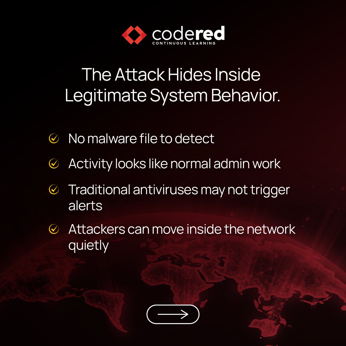 CodeRed_Pro's tweet photo. Not malware, just system tools. That’s how Living Off the Land attacks work.
Learn to watch behavior, not just files. Get upskilled in cybersecurity.
#CyberSecurity #ThreatAwareness #LivingOffTheLand #InfoSec #SecurityLearning #CodeRed https://t.co/uNecPyyWHr