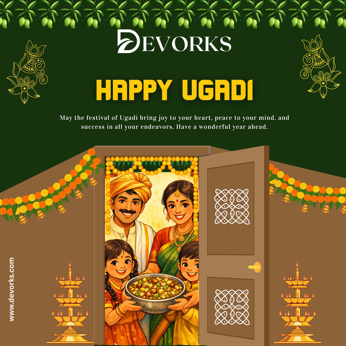 Devorks1's tweet photo. Ugadi is a reminder that no matter how the past was, a fresh chapter is always waiting 

At Devorks, we believe every new beginning is a chance to restart, rebuild, and grow 

Wishing you joy, success, and a prosperous Happy Ugadi! 

https://t.co/MJnXHJttud https://t.co/jyjAWzJfPp