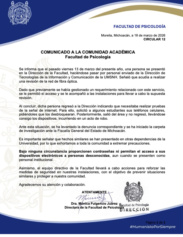 UMSNH Oficial tweet media